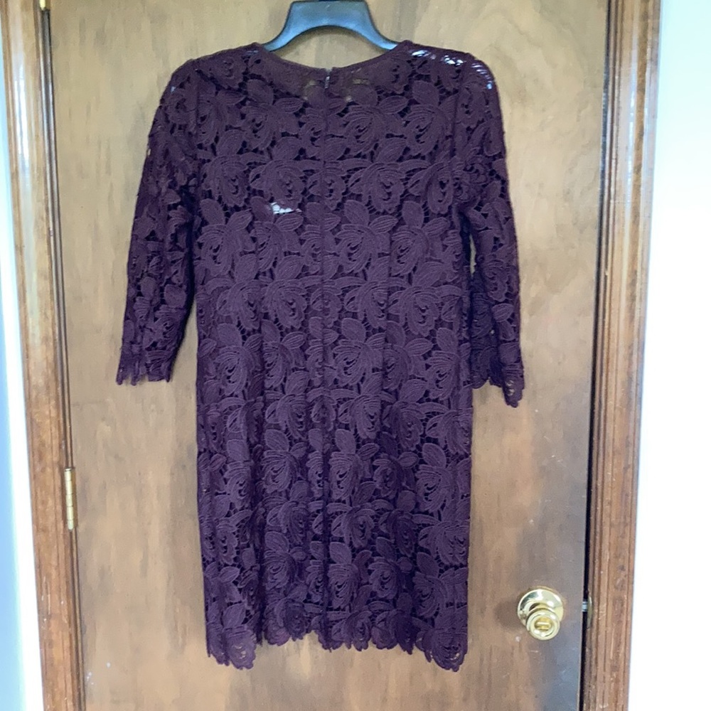 Loft embroidered floral crochet lace like outer layer dress size 0 - Picture 10 of 17